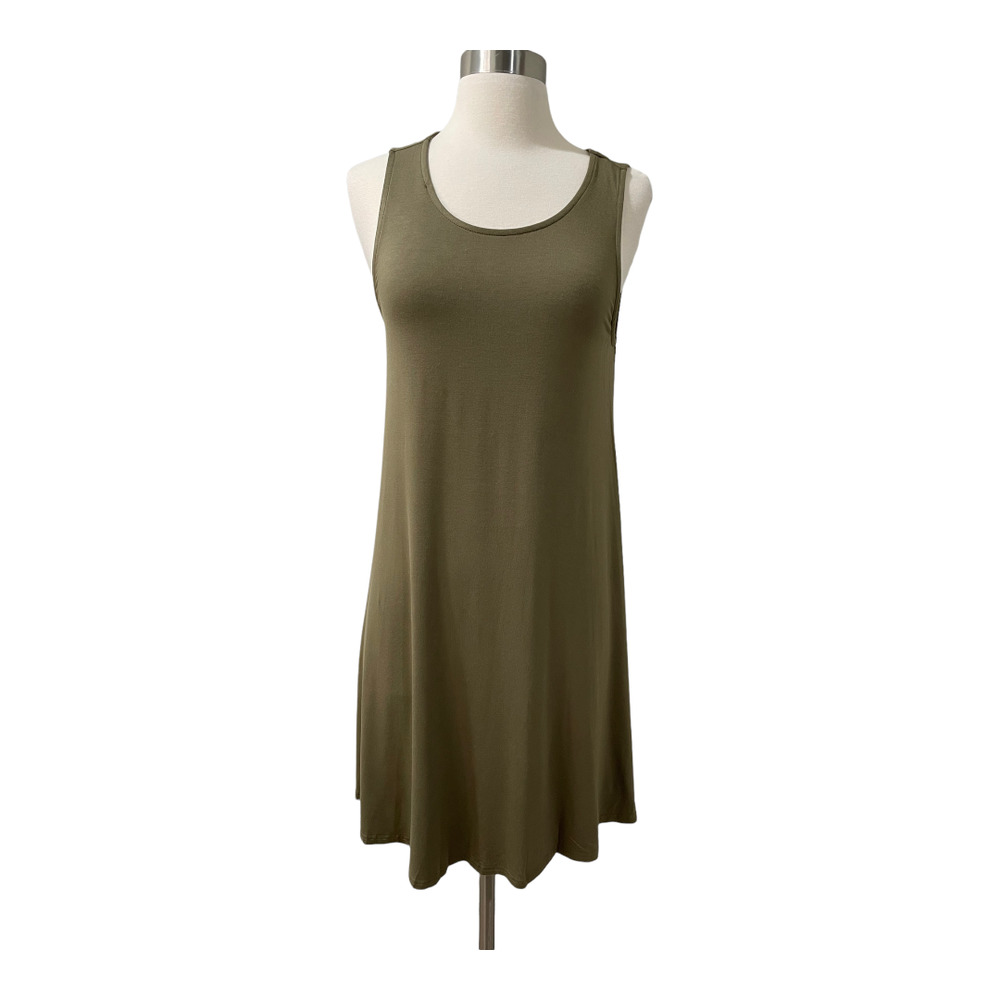 Womens Plain Sleeveless Pocket Loose Casual Swing T-Shirt Dress